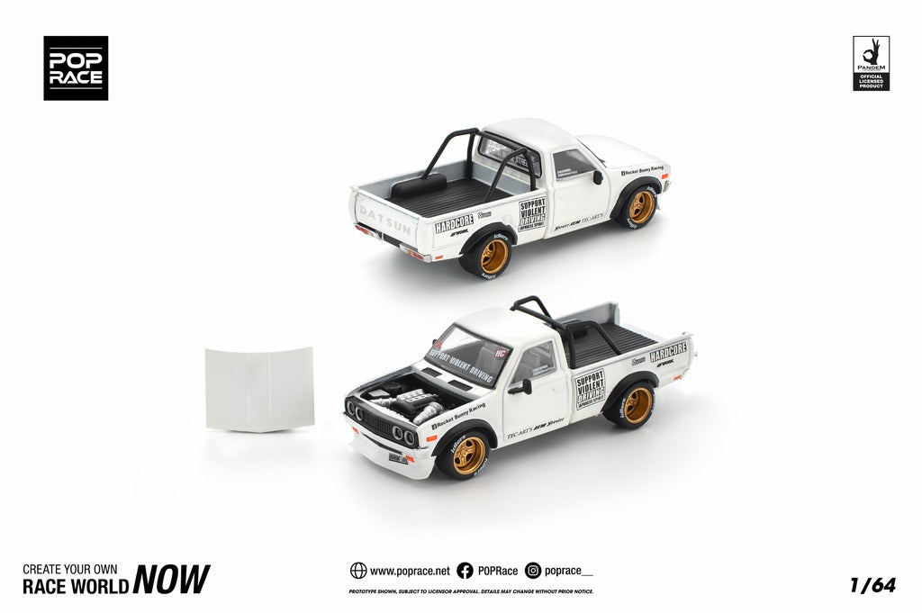 POPRACE 1/64 PANDEM DATSUN 620 WHITE Diecast Model Car