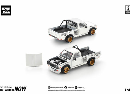 Load image into Gallery viewer, POPRACE 1/64 PANDEM DATSUN 620 WHITE Diecast Model Car
