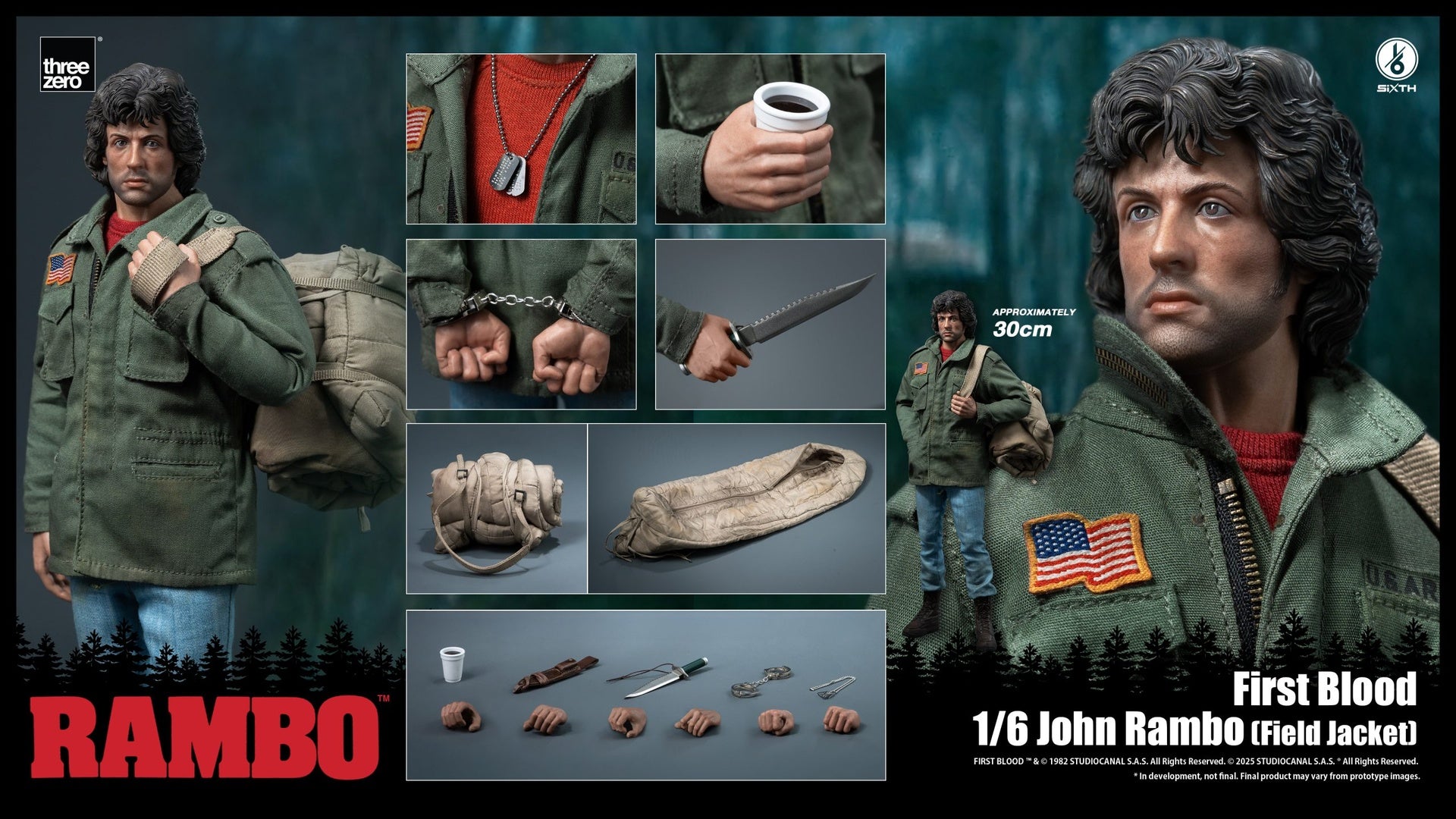 Threezero Rambo: First Blood 1/6 John Rambo (Field Jacket) Action Figure Set