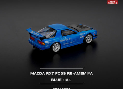 Load image into Gallery viewer, POPRACE 1/64 MAZDA RX7 (FC3S) RE-AMEMIYA RE-AMEMIYA BLUE Model Car
