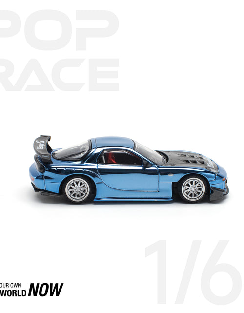 Load image into Gallery viewer, POPRACE 1/64 MAZDA RX7 RE-AMEMIYA WIDEBODY - BLUE CHROME Model Car

