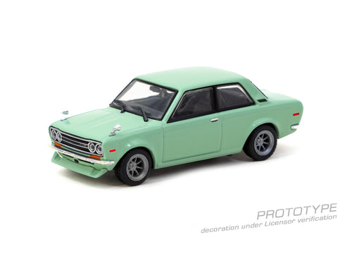 Load image into Gallery viewer, Tarmac Works 1/64 Datsun 510 Light Green Diecast Model Car
