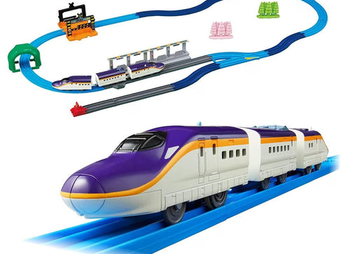 Load image into Gallery viewer, Takara Tomy Plarail Train Series E8 Tsubasa &amp; Tomica Arch Railroad Crossing Set
