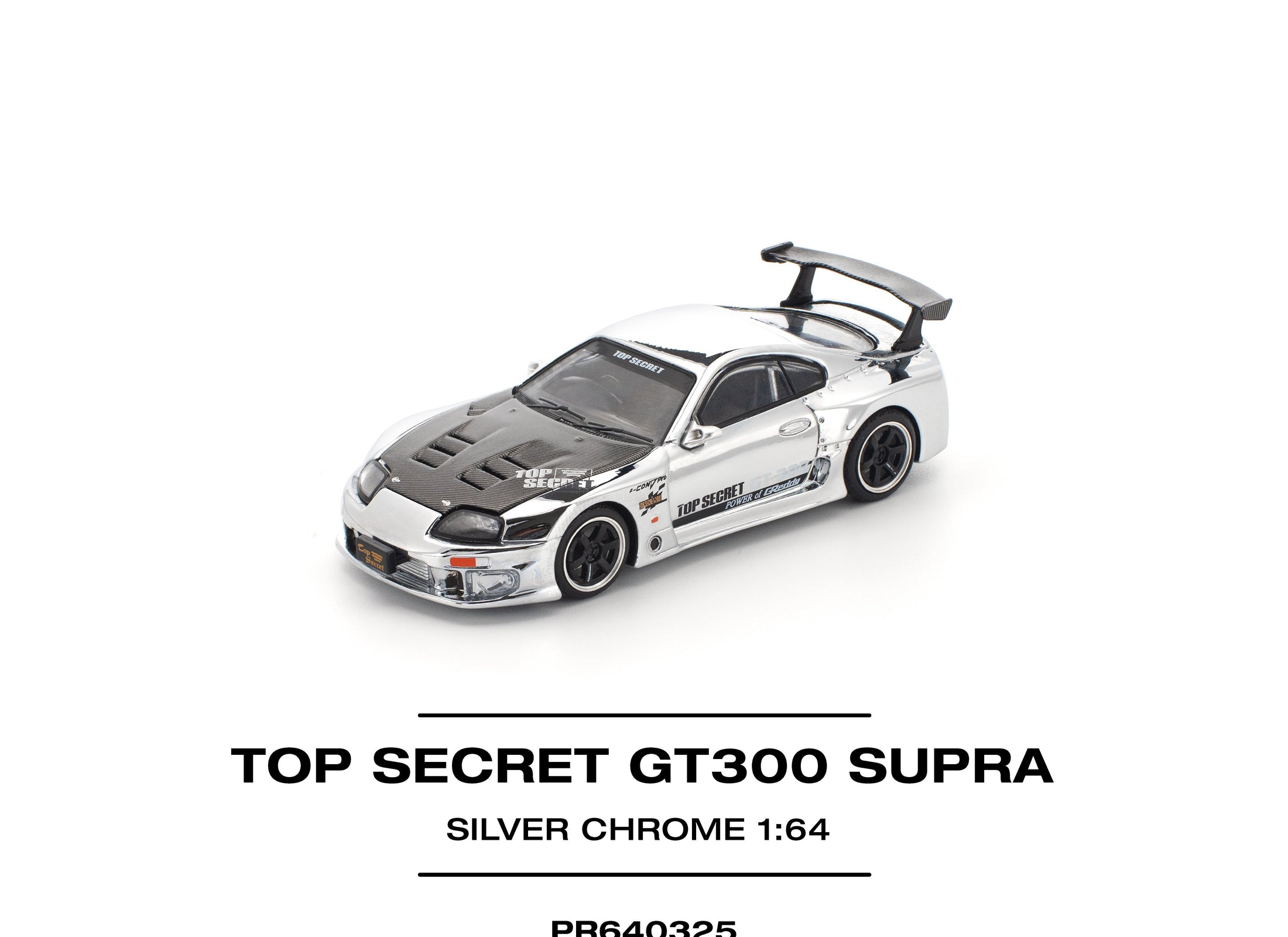 POPRACE 1/64 TOP SECRET GT300 SUPRA - SILVER CHROME Model Car