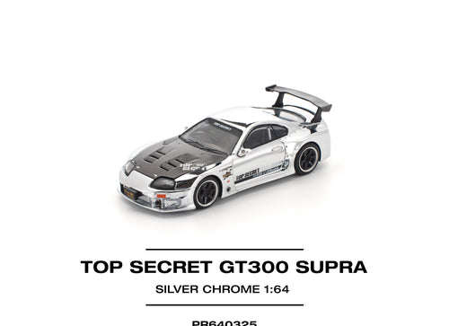 Load image into Gallery viewer, POPRACE 1/64 TOP SECRET GT300 SUPRA - SILVER CHROME Model Car
