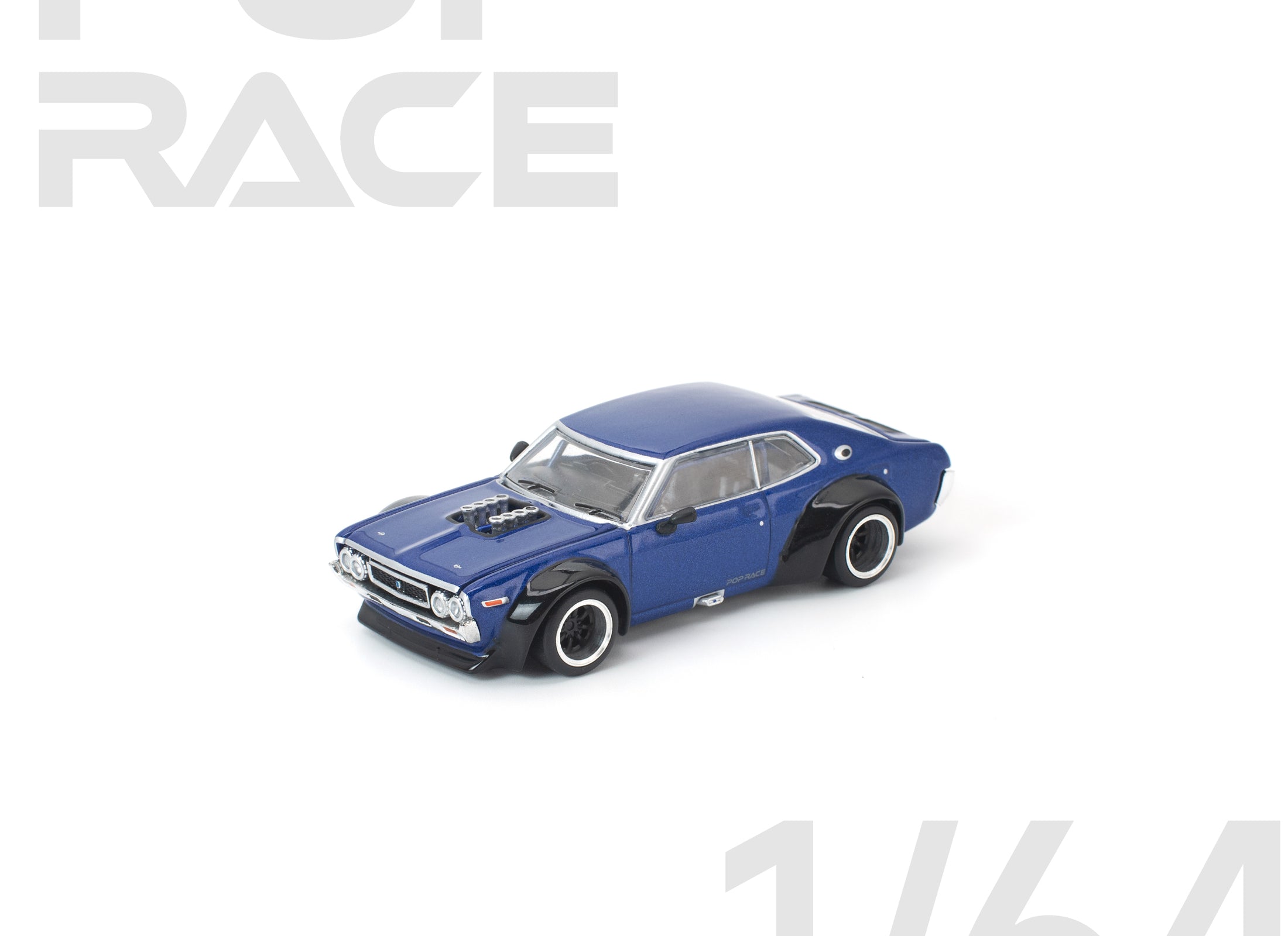 (Pre-order) POP RACE 1/64 LAUREL C130 BLUE Diecast Model Car #PR640320