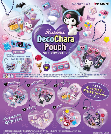 Re-ment Sanrio Candy Toy Kuromi Deco Chara Pouch Key Chain (Set of 6)