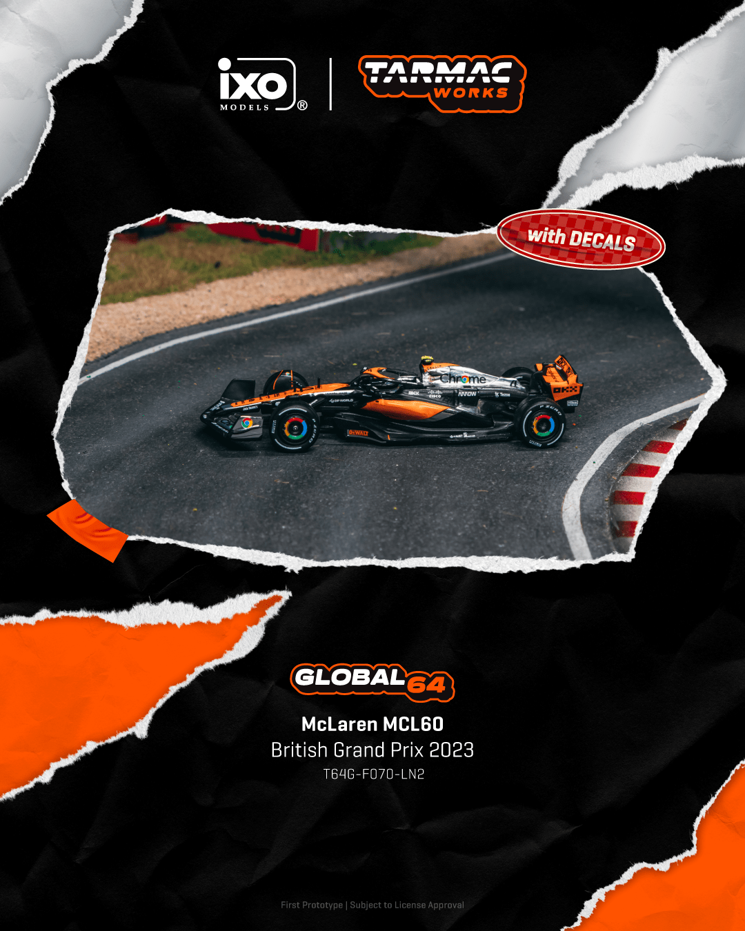 Tarmac Works 1/64 McLaren MCL60 British Grand Prix 2023 Lando Norris
