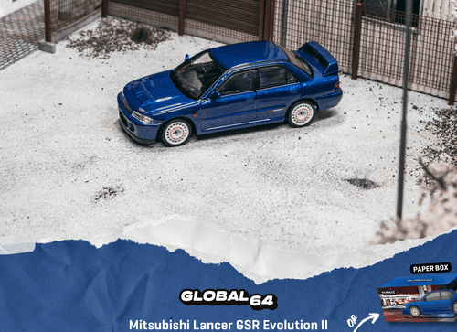 Load image into Gallery viewer, (Pre-order) Tarmac Works Mitsubishi Lancer GSR Evolution II Blue Diecast Model
