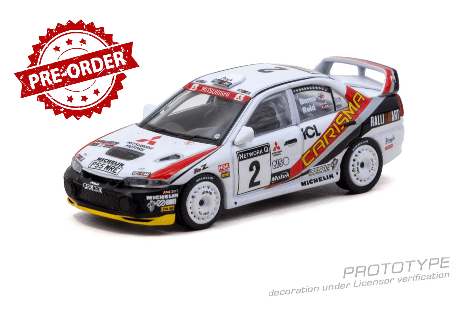 (Pre-order) Tarmac Works 1/64 Mitsubishi Carisma GT Evolution IV RAC Rally 1997