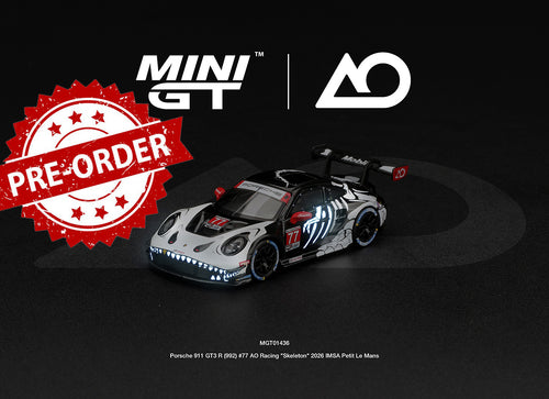 Load image into Gallery viewer, (Pre-order) Mini GT #1436 Porsche 911 GT3 R (992) #77 AO Racing Skeleton Rexy
