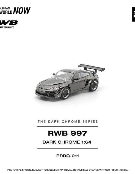 (Pre-order) POP RACE 1/64 RWB 997 DARK CHROME Diecast Model Car #PRDC-011