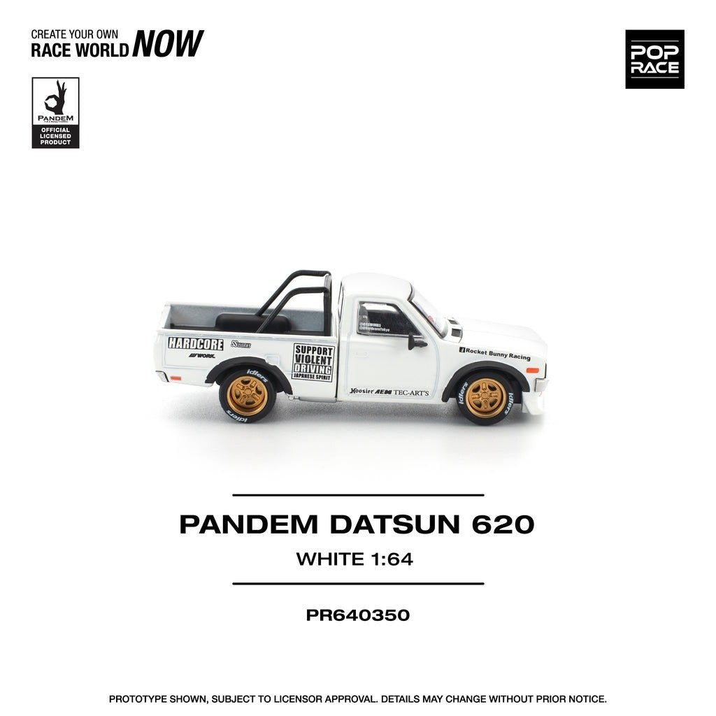 POPRACE 1/64 PANDEM DATSUN 620 WHITE Diecast Model Car