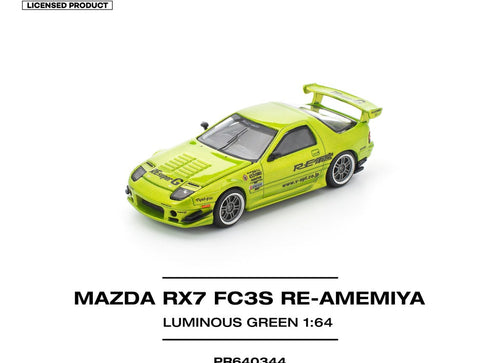 Load image into Gallery viewer, (Pre-order) POPRACE 1/64 MAZDA RX7 FC3S RE-AMEMIYA LUMINOUS GREEN Diecast Car
