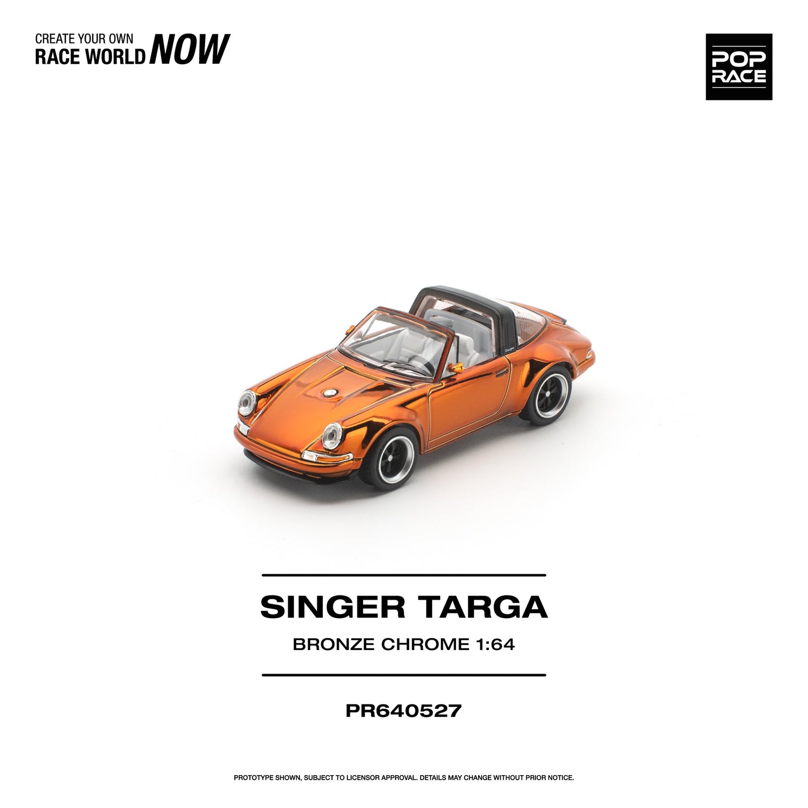 (Pre-order) POP RACE 1/64 SINGER TARGA Bronze Chrome Diecast Model Car #PR640527