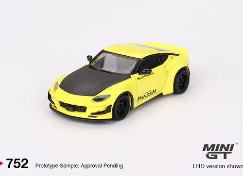 Load image into Gallery viewer, Mini GT #752 1/64 Nissan Z Pandem Ikazuchi Yellow Model car LHD
