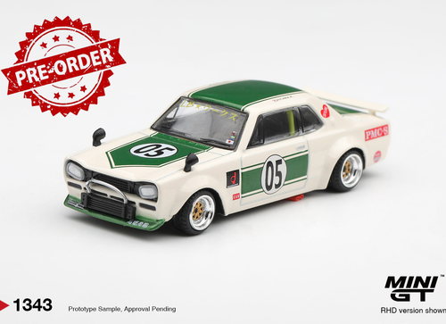 Load image into Gallery viewer, (Pre-order) Mini GT #1343 Nissan Skyline LB-WORKS "HAKOSUKA" White/Green RHD
