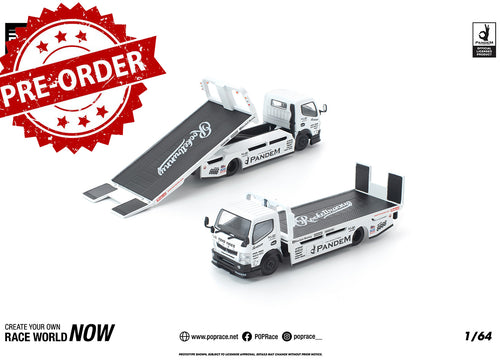 Load image into Gallery viewer, (Pre-order) POP race pandem fuso 300 flatbed transporter white new tooling
