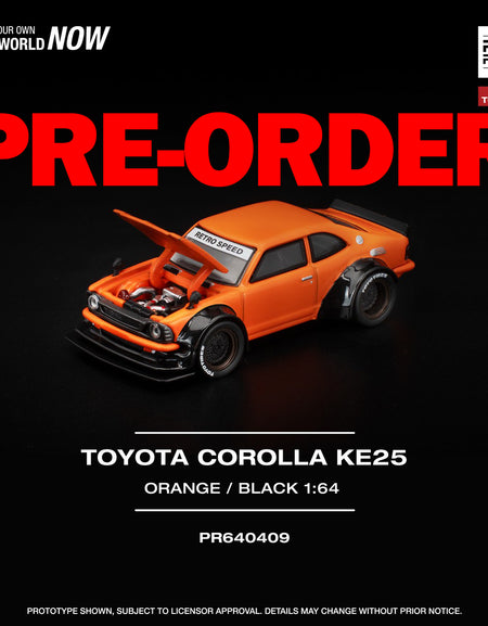 (Pre-order) POPRACE 1/64 TOYOTA COROLLA KE25 ORANGE Diecast Model Car