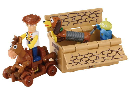 Load image into Gallery viewer, Takara Tomy Dream Tomica Toy Story 5 SP Ride On Slinky Dog &amp; Cardboard Toy Box

