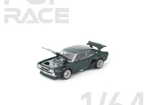 Load image into Gallery viewer, (Pre-order) POPRACE 1/64 LAUREL C130 GREEN Diecast Model Car #PR640331
