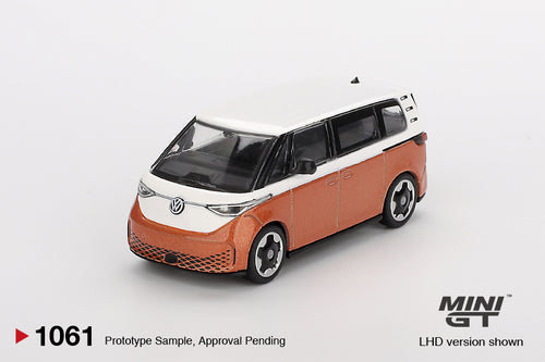 Load image into Gallery viewer, Mini GT #1061 Volkswagen ID.Buzz Candy White / Energetic Orange LHD
