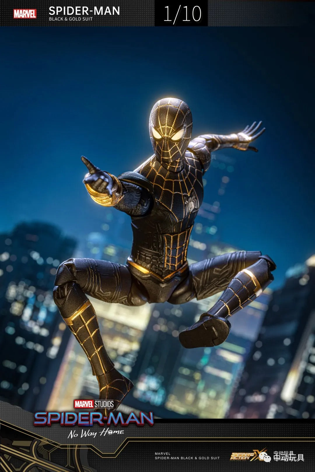 ZD Toys Marvel Avengers 1/10 Spiderman Black Gold Suit No Way Home Action Figure