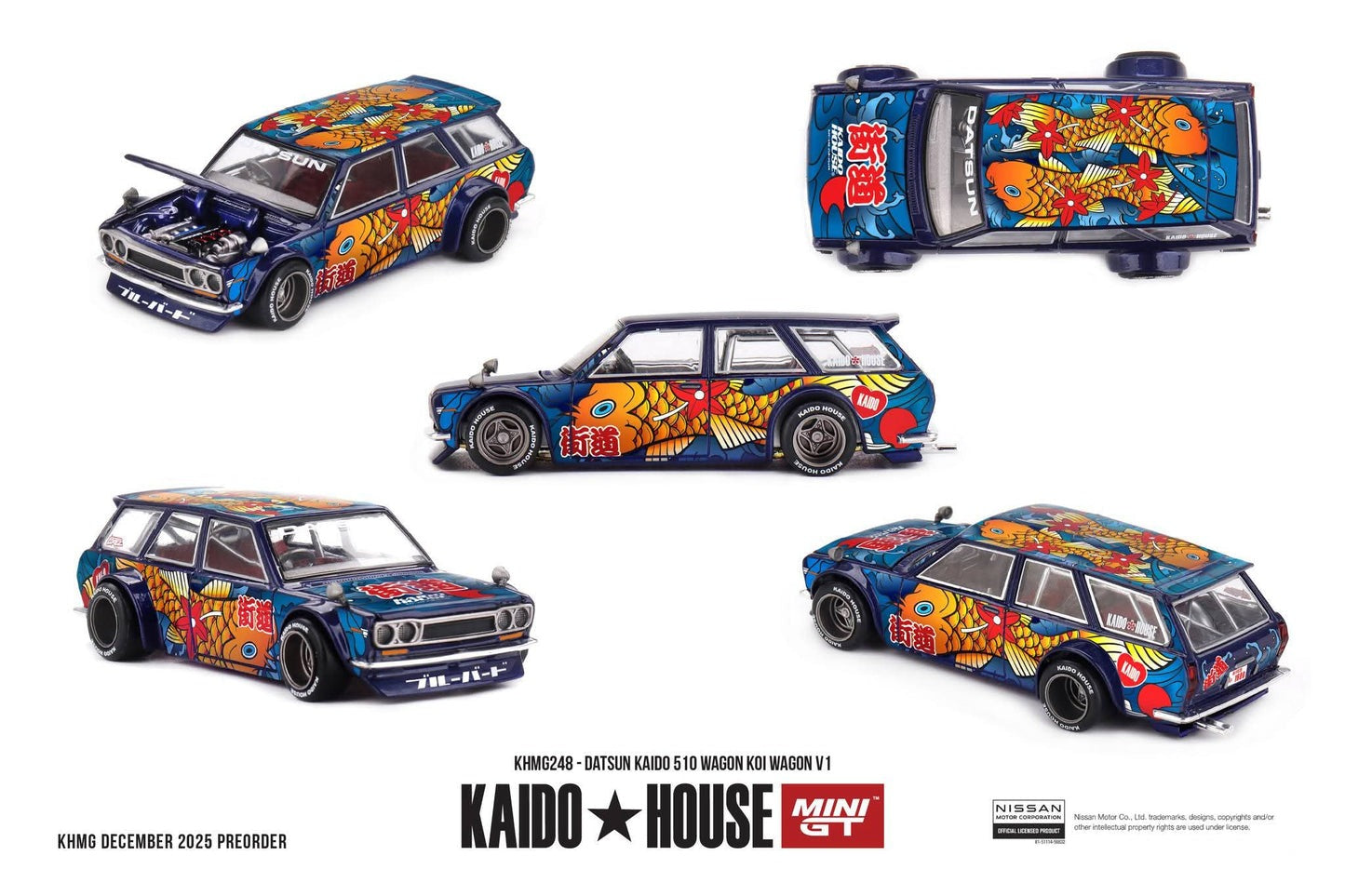 (Pre-order) Kaido House X Mini GT Datsun KAIDO 510 Wagon  Koi Wagon V1 #KHMG248