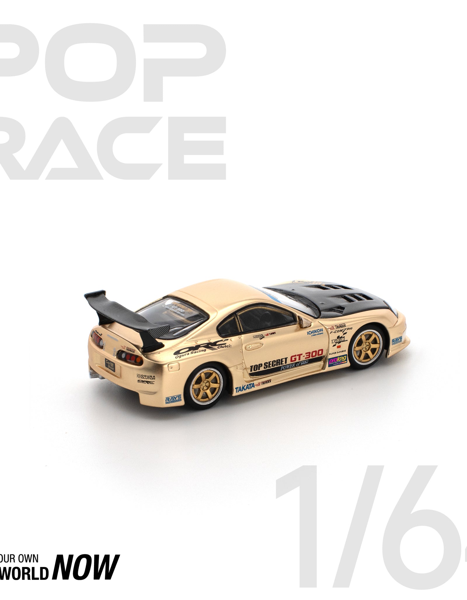 POPRACE 1/64 TOP SECRET GT300 SUPRA - CHROME GOLD Diecast Model Car