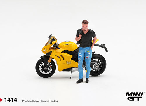 Load image into Gallery viewer, (Pre-order) Mini GT #1414 Ducati Panigale V4 S Giallo w/ figure Model Car Set
