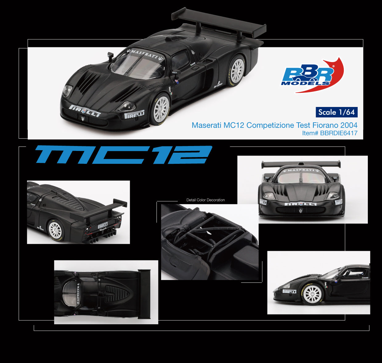 BBR 1:64 Maserati MC12 Competizione Test Fiorano 2004 Model Car