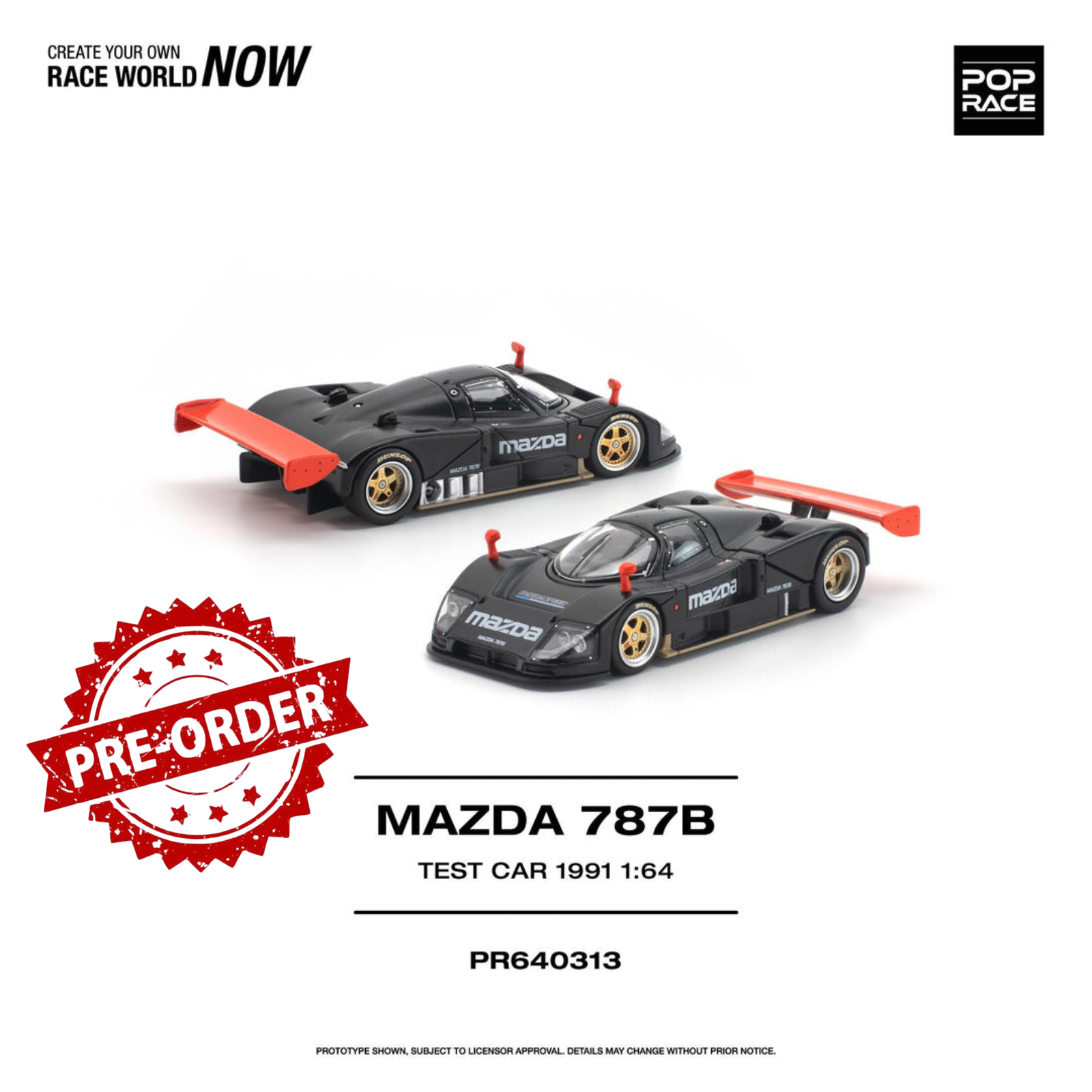 (Pre-order) POP RACE 1/64 MAZDA 787B 1991 TEST CAR Diecast Model Car #PR640313