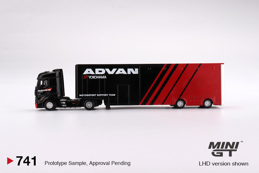 Mini GT #741 Mercedes-Benz Actros  w/ Racing Transporter "ADVAN" RHD