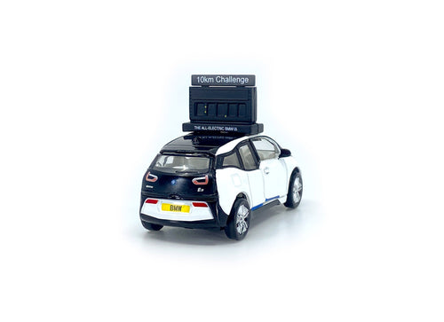 Load image into Gallery viewer, TINY HK #161 BMW i3 Marathon Clock Car (Capparius White) Diecast Car w/ sticker
