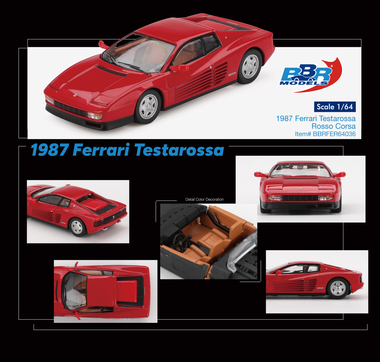 (Pre-order) BBR 1/64 1987 Ferrari Testarossa Rosso Corsa Model Car #BBRFER64036
