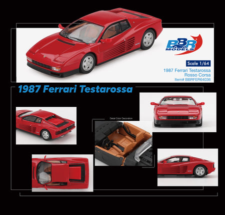 (Pre-order) BBR 1/64 1987 Ferrari Testarossa Rosso Corsa Model Car #BBRFER64036