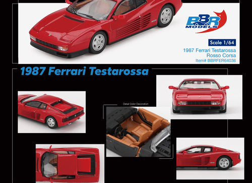 Load image into Gallery viewer, (Pre-order) BBR 1/64 1987 Ferrari Testarossa Rosso Corsa Model Car #BBRFER64036
