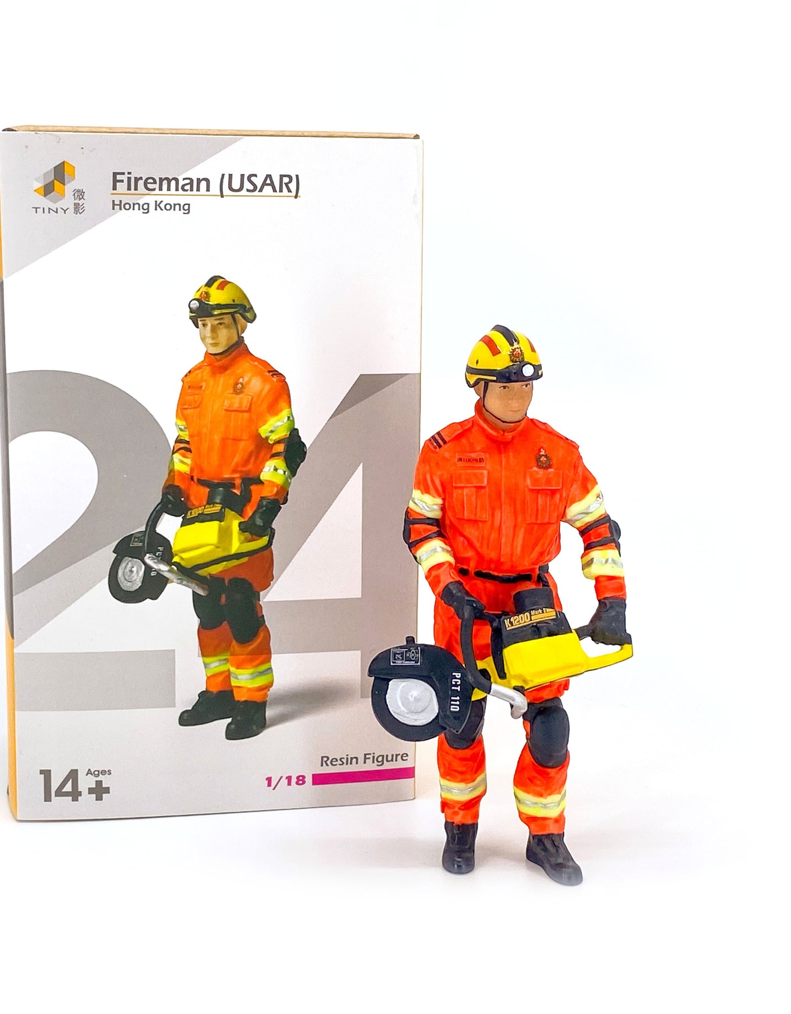 TINY City HK Scale 1/18 Figure #24 Fireman (USAR) Resin Mini Model Figure