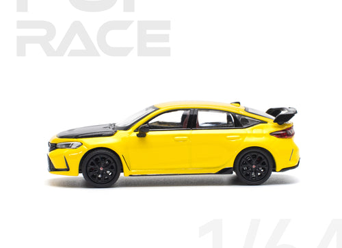 Load image into Gallery viewer, POPRACE 1/64 HONDA CIVIC FL5 TYPE-R SUNLIGHT YELLOW Model Car

