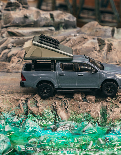 Load image into Gallery viewer, Tarmac Works 1/64 Toyota Hilux  Grey - With camping tent Diecast Car
