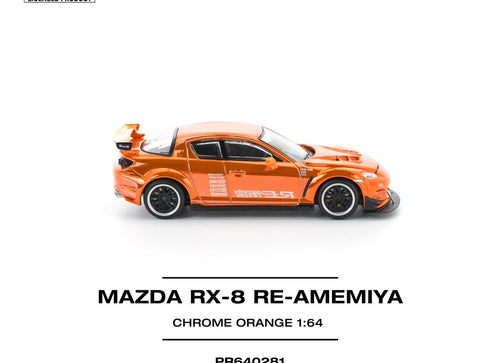 Load image into Gallery viewer, (Pre-order)  POPRACE 1/64 MAZDA RX-8 RE-AMEMIYA CHROME ORANGE Diecast Model Car
