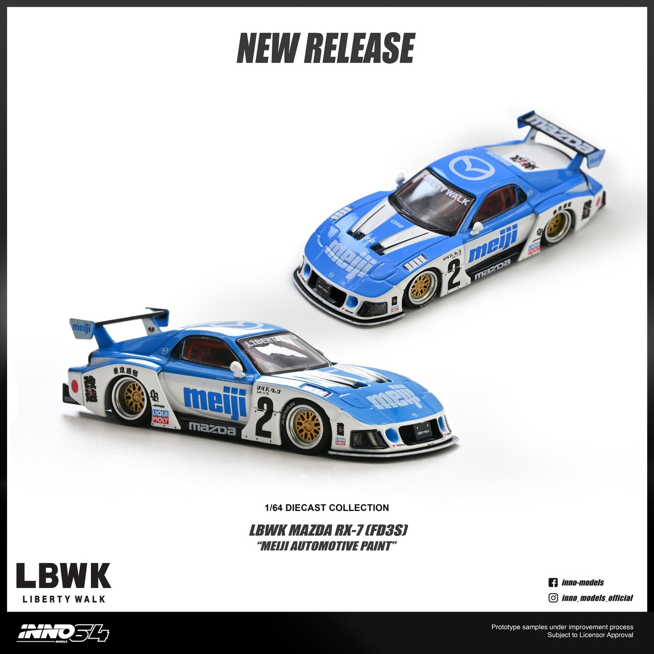 (Pre-order) INNO64 - 1/64 MAZDA RX7 (FD3S) LB-SUPER SILHOUETTE "MEIJI"