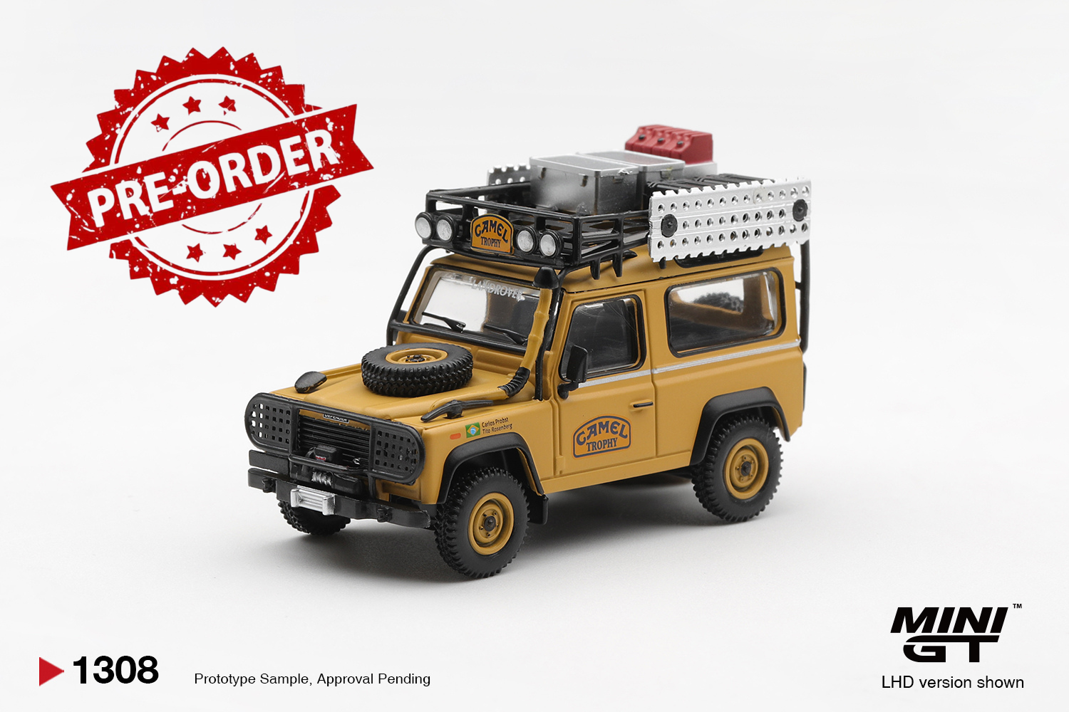 (Pre-order) Mini GT #1308 Land Rover Defender 90 1985 Camel Trophy Borneo Brazil