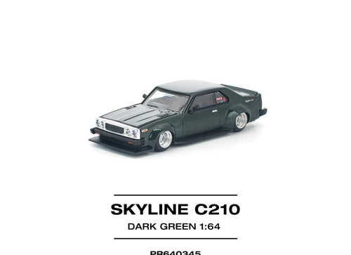 Load image into Gallery viewer, (Pre-order) POPRACE 1/64 SKYLINE C210 DARK GREEN NEW TOOLING Diecast Model Car
