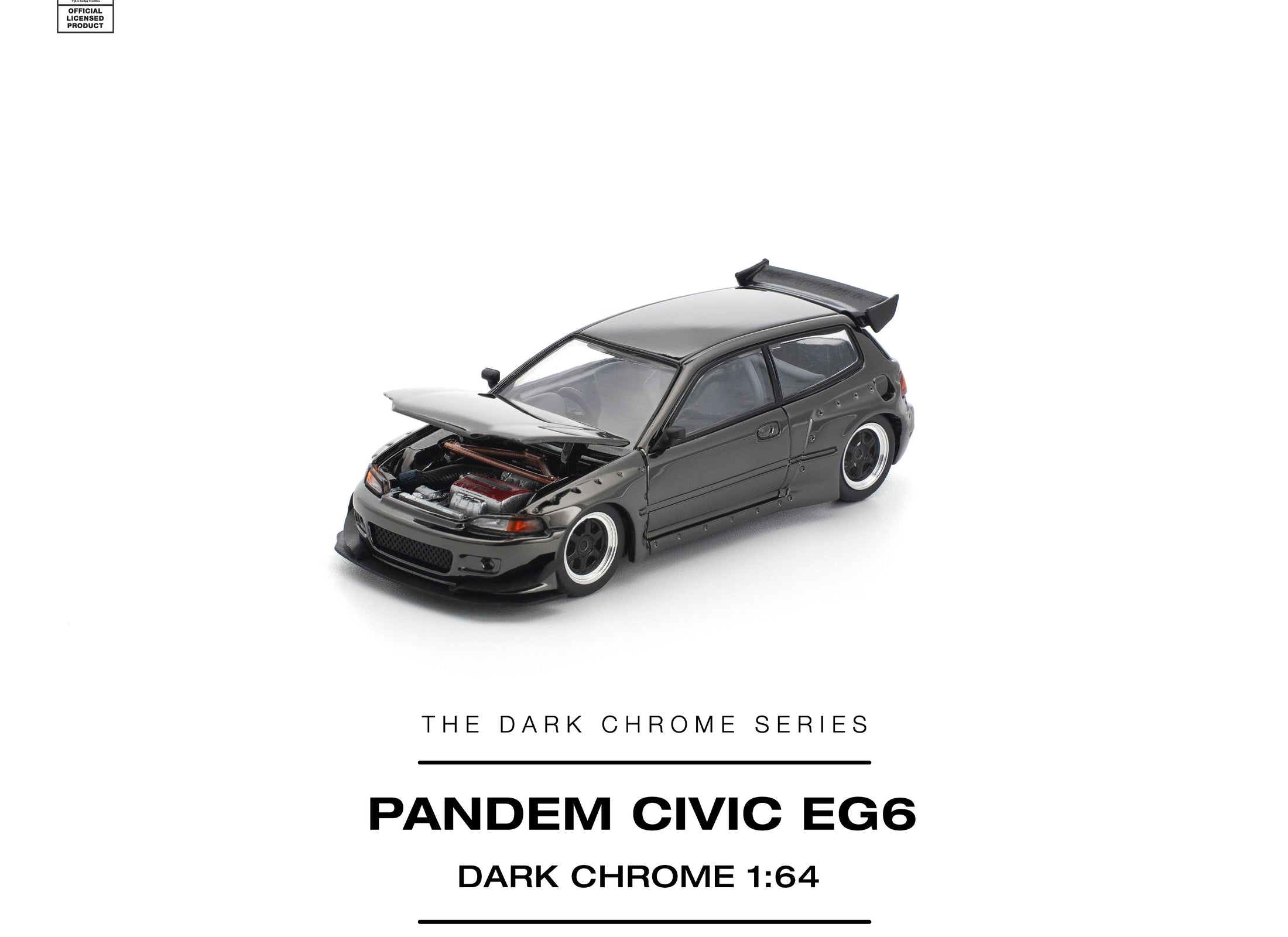 (Pre-order) POPRACE 1/64 PANDEM CIVIC EG6 DARK CHROME Diecast Model Car