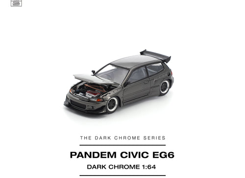 Load image into Gallery viewer, (Pre-order) POPRACE 1/64 PANDEM CIVIC EG6 DARK CHROME Diecast Model Car
