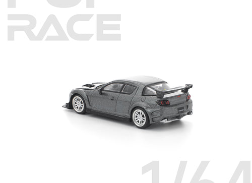Load image into Gallery viewer, (Pre-order) POPRACE 1/64 MAZDA RX-8 RE-AMEMIYA GUN METAL Diecast Model Car
