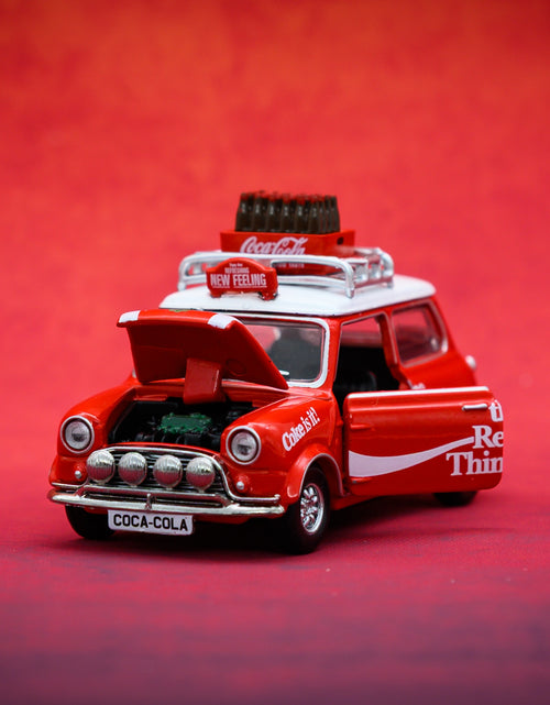 Load image into Gallery viewer, Tiny City Die-cast Model Car - Mini Cooper Mk 1 Coca-Cola (with bottle of coke)
