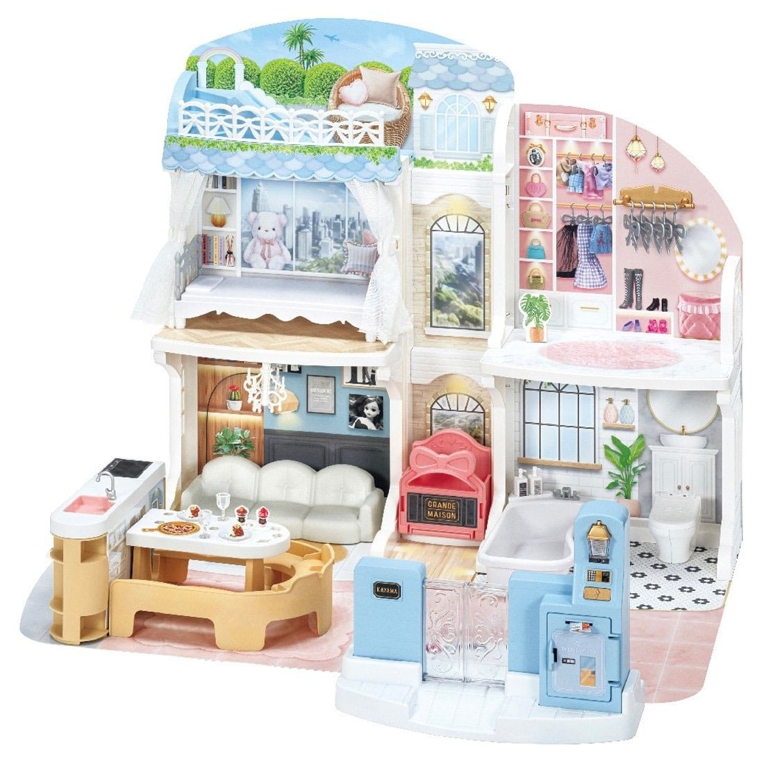 Takara Tomy Licca Licca-chan Talking Auto-Lock Two-story Grand Maison (NO DOLL)