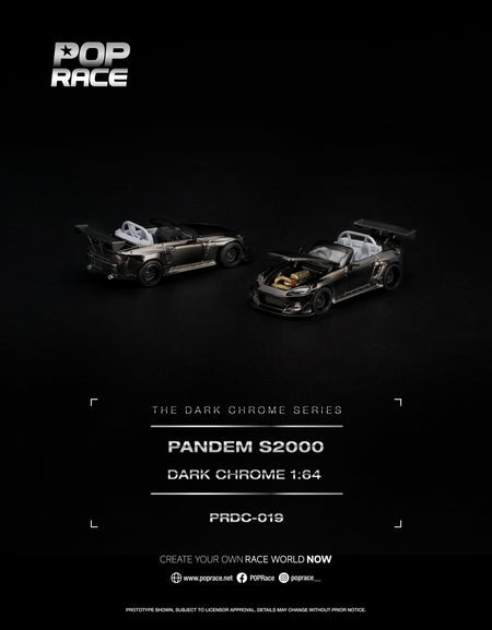 (Pre-order) POP RACE PANDEM S2000 DARK CHROME Opening Front Model Car PRDC019